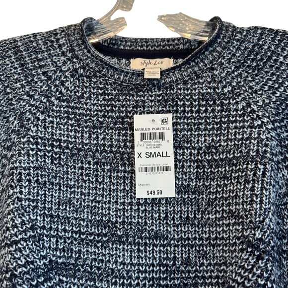 Style & Co Size  X-Small  Womens Marled Pontell Sweater Blue White - Picture 6 of 13